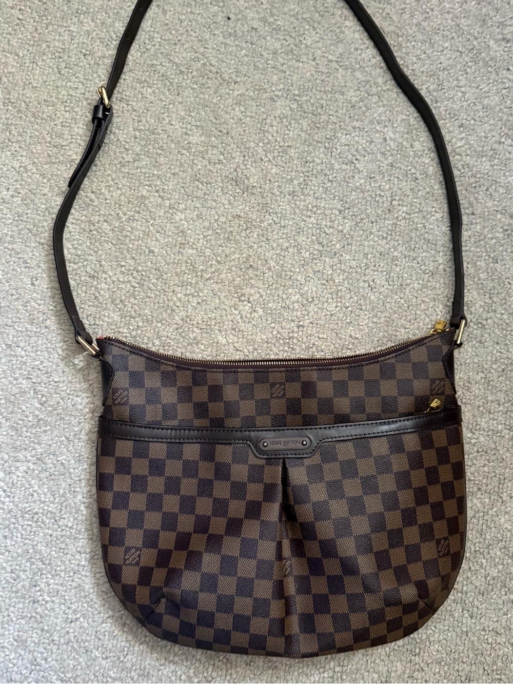 LV NOT AUTHENTIC Brown Checker Crossbody Shoulder Bag